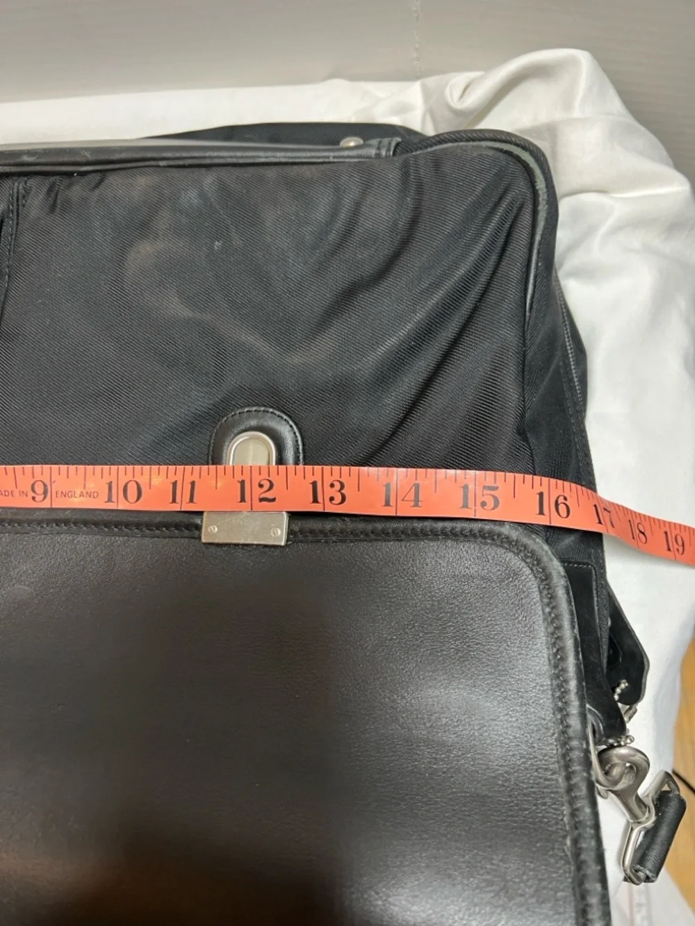 Coach Black Leather & Nylon Briefcase/Laptop bag 5113 with Silver Hardware